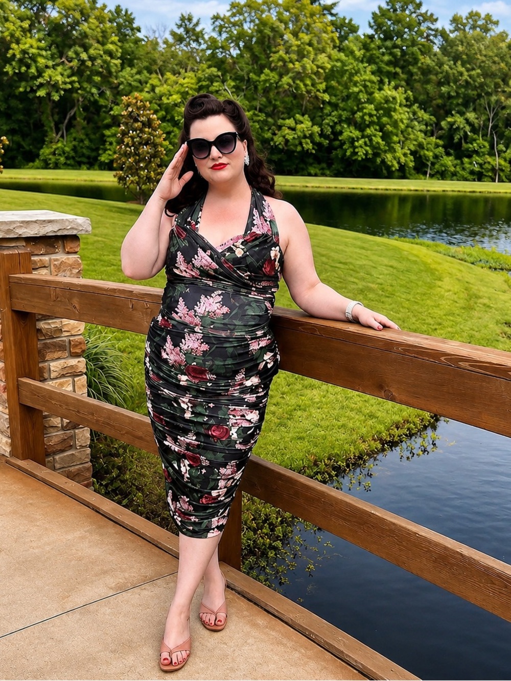 ✨ Laura Byrnes Floral Wiggle Dress | XL | Pinup Girl Clothing ✨